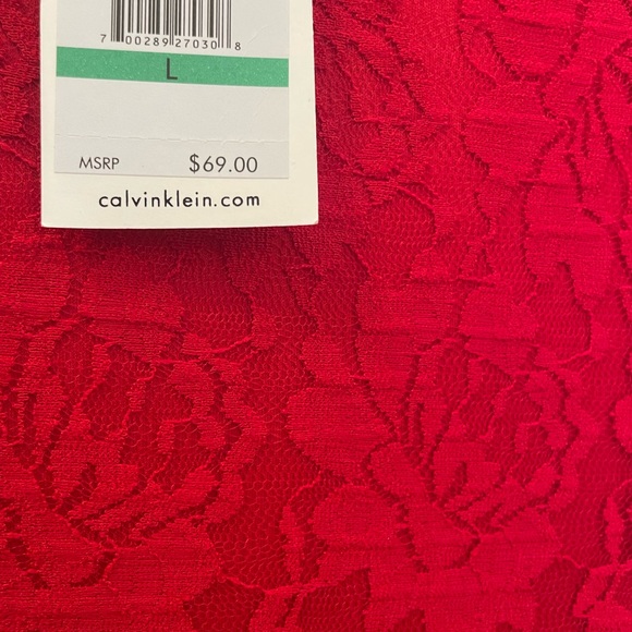 Calvin Klein Vibrant Red Rose Lace Blouse NWT - Picture 3 of 4